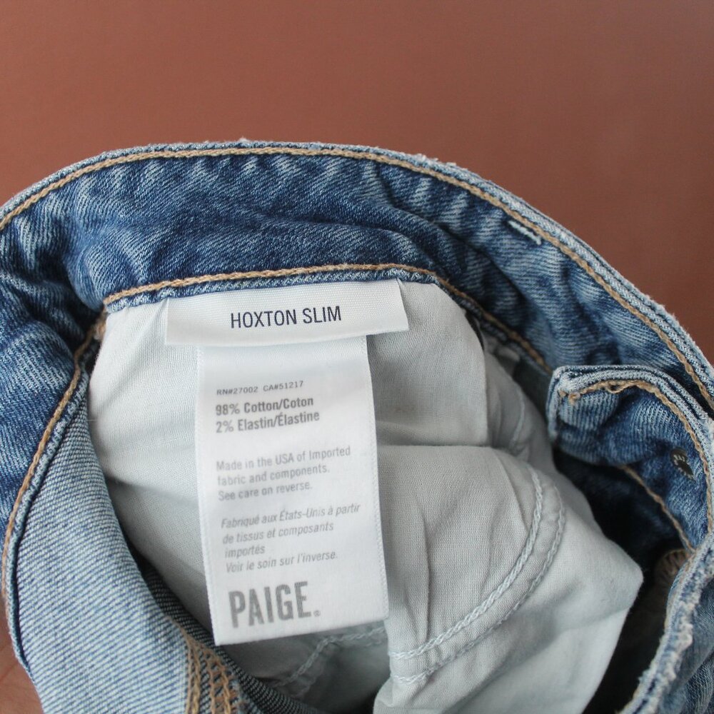 PAIGE Vintage Hoxton Slim High Rise Raw Hem Jeans Women Size 27 Birdie Wash - Picture 6 of 6